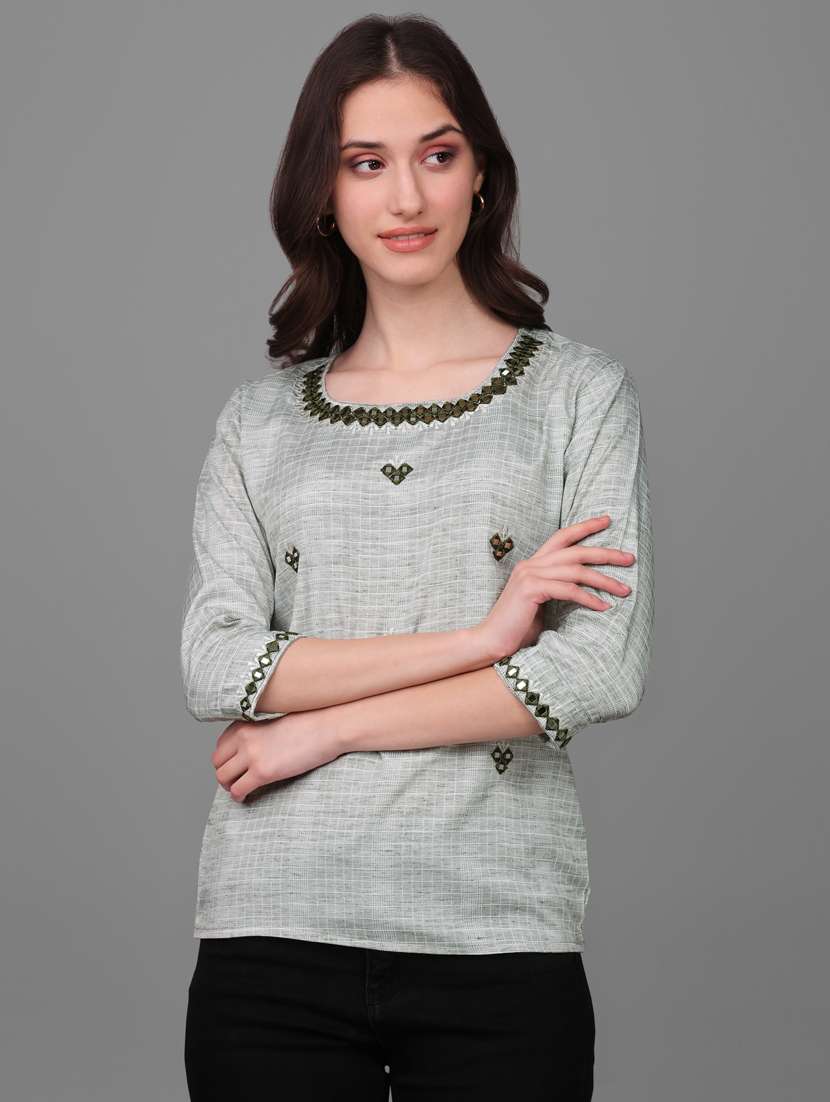 women's straight round neck top - 20188927 -  Standard Image - 1