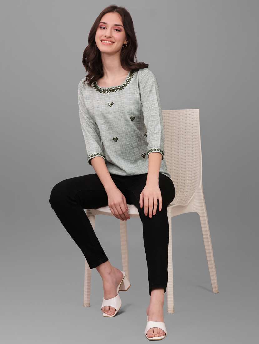 women's straight round neck top - 20188927 -  Standard Image - 4