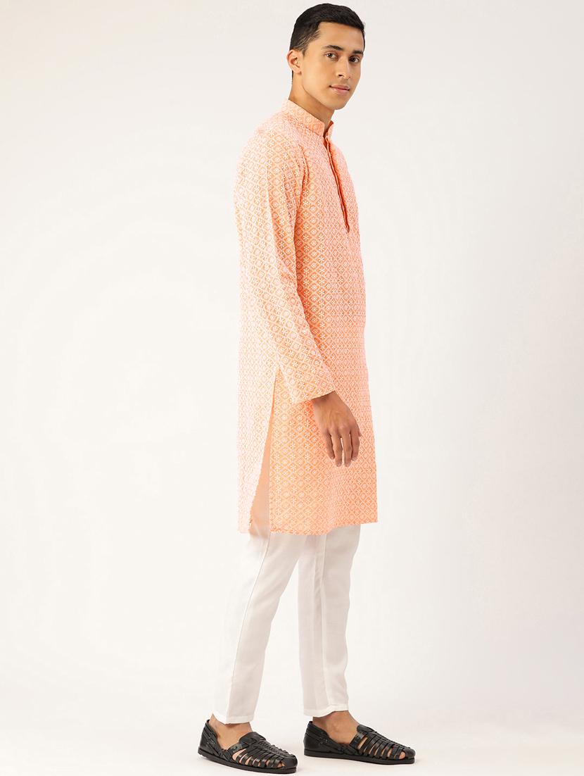 men's embroidered cotton kurta - 20189242 - Standard Image - 1