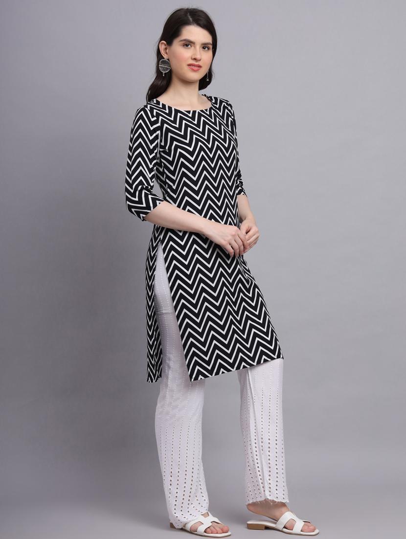 chevron printed straight kurti - 20189270 - Standard Image - 1
