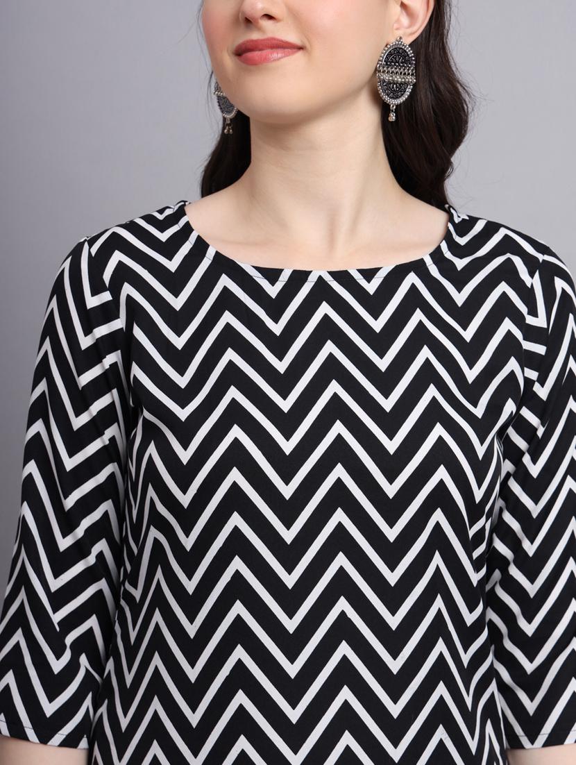 chevron printed straight kurti - 20189270 - Standard Image - 6