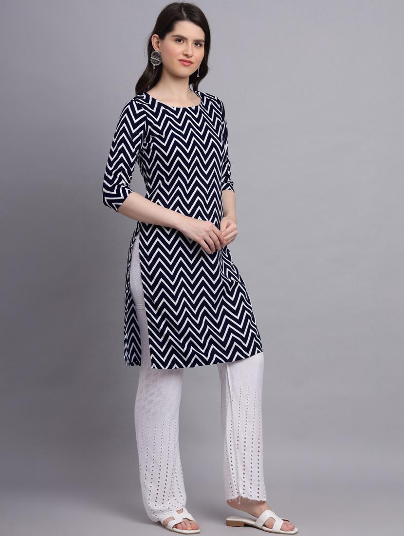chevron printed straight kurti - 20189271 - Standard Image - 1