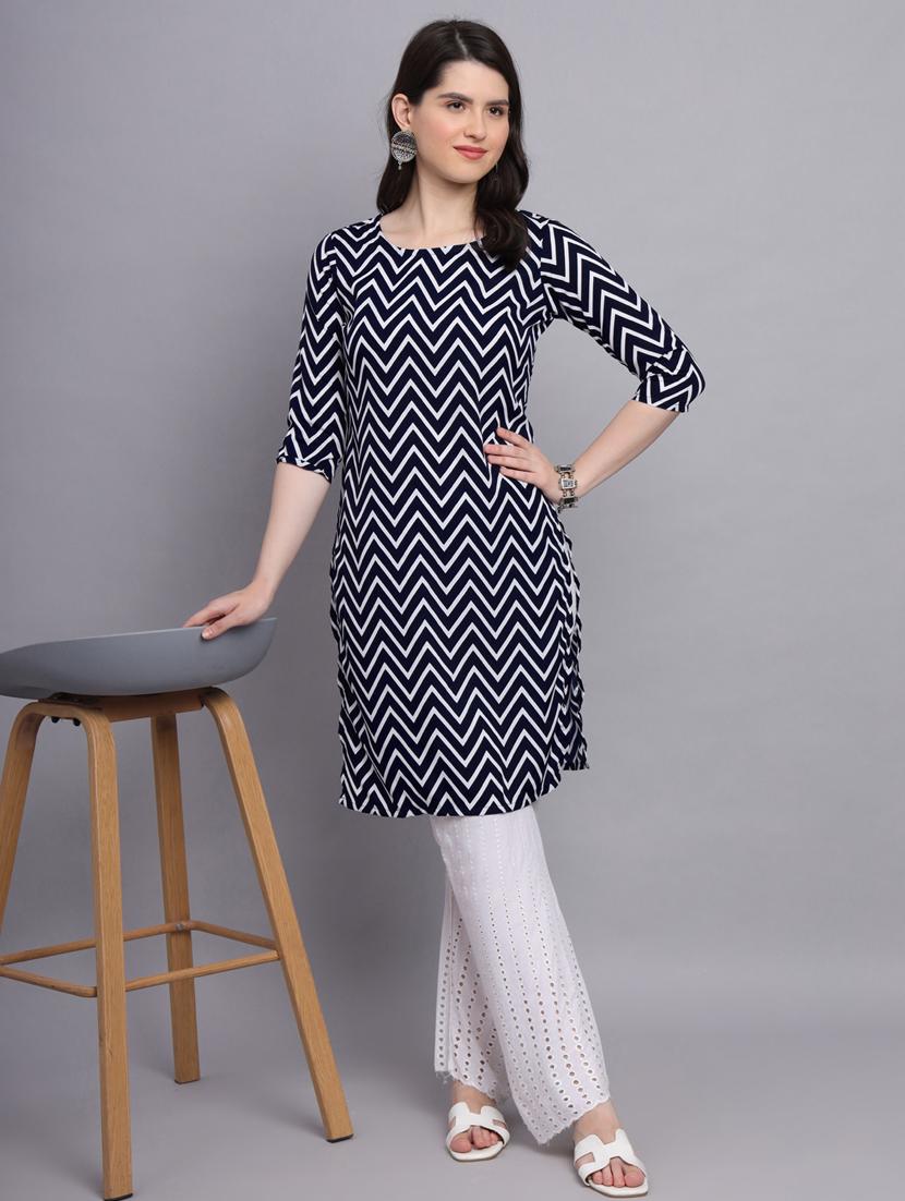 chevron printed straight kurti - 20189271 - Standard Image - 4