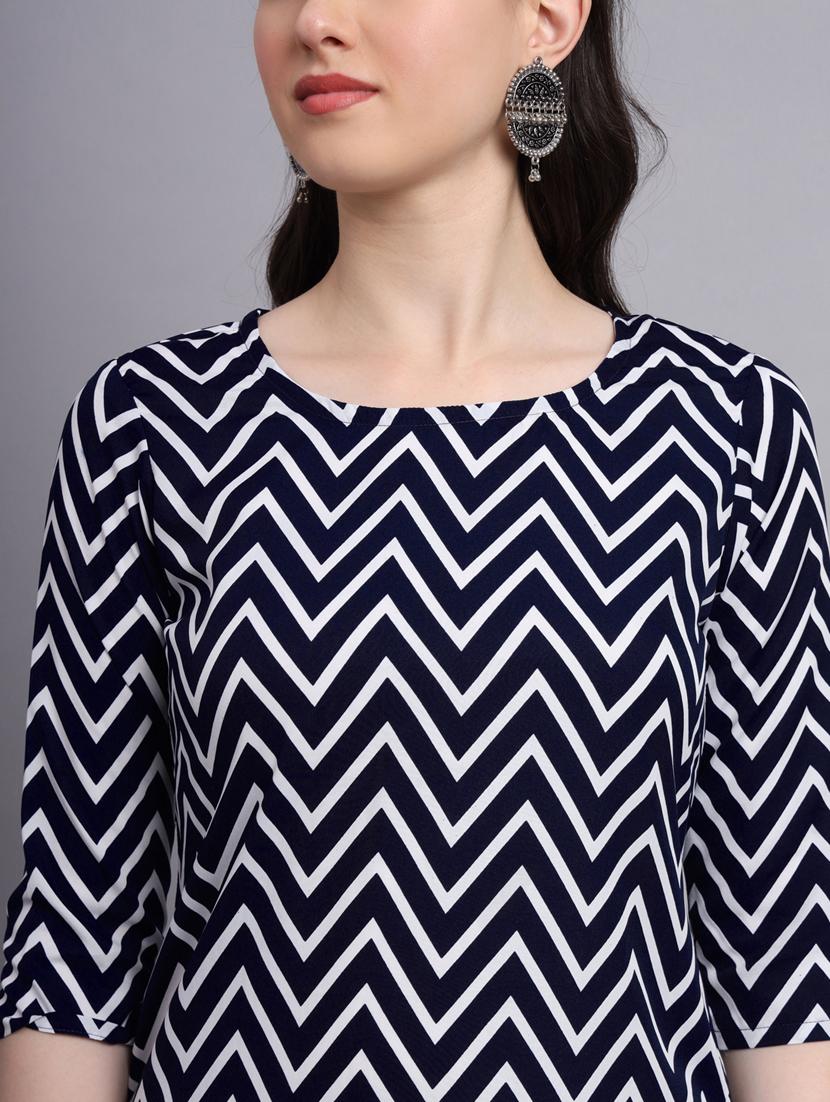 chevron printed straight kurti - 20189271 - Standard Image - 6