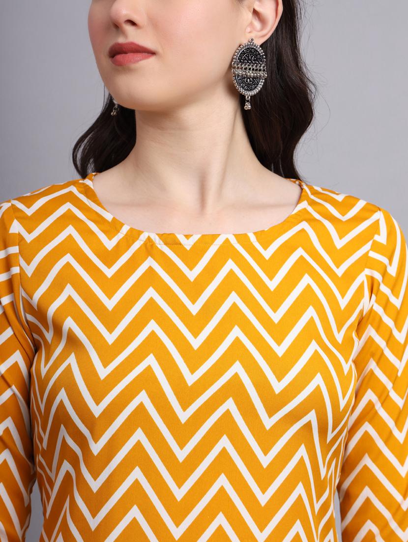 chevron printed straight kurti - 20189272 - Standard Image - 6