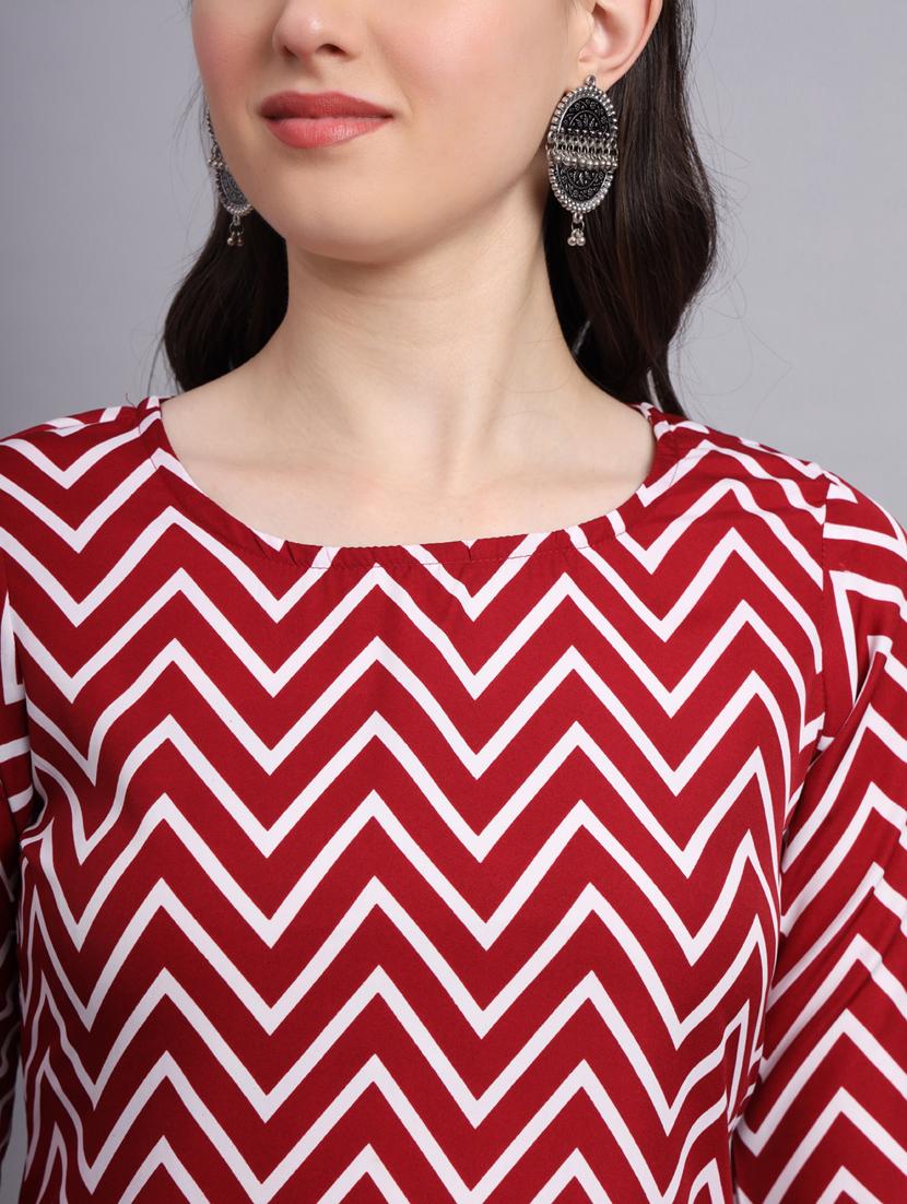 chevron printed straight kurti - 20189273 - Standard Image - 6