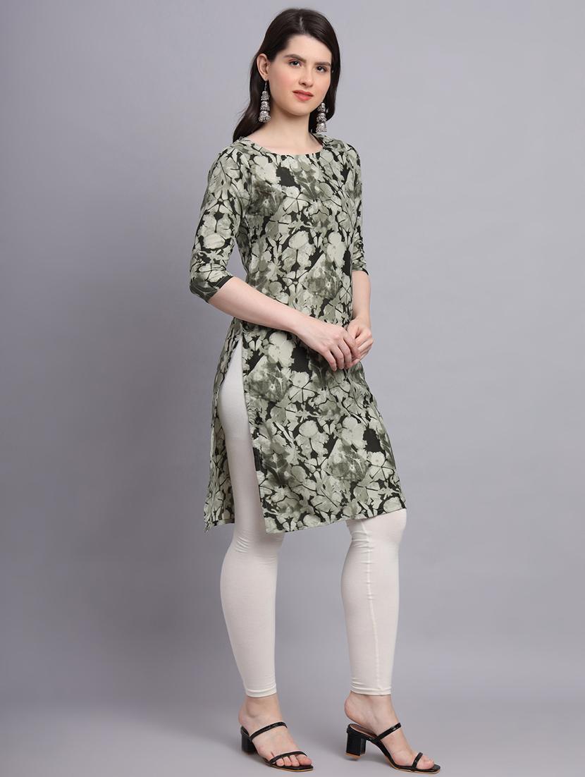 round neck printed straight kurti - 20189274 - Standard Image - 1