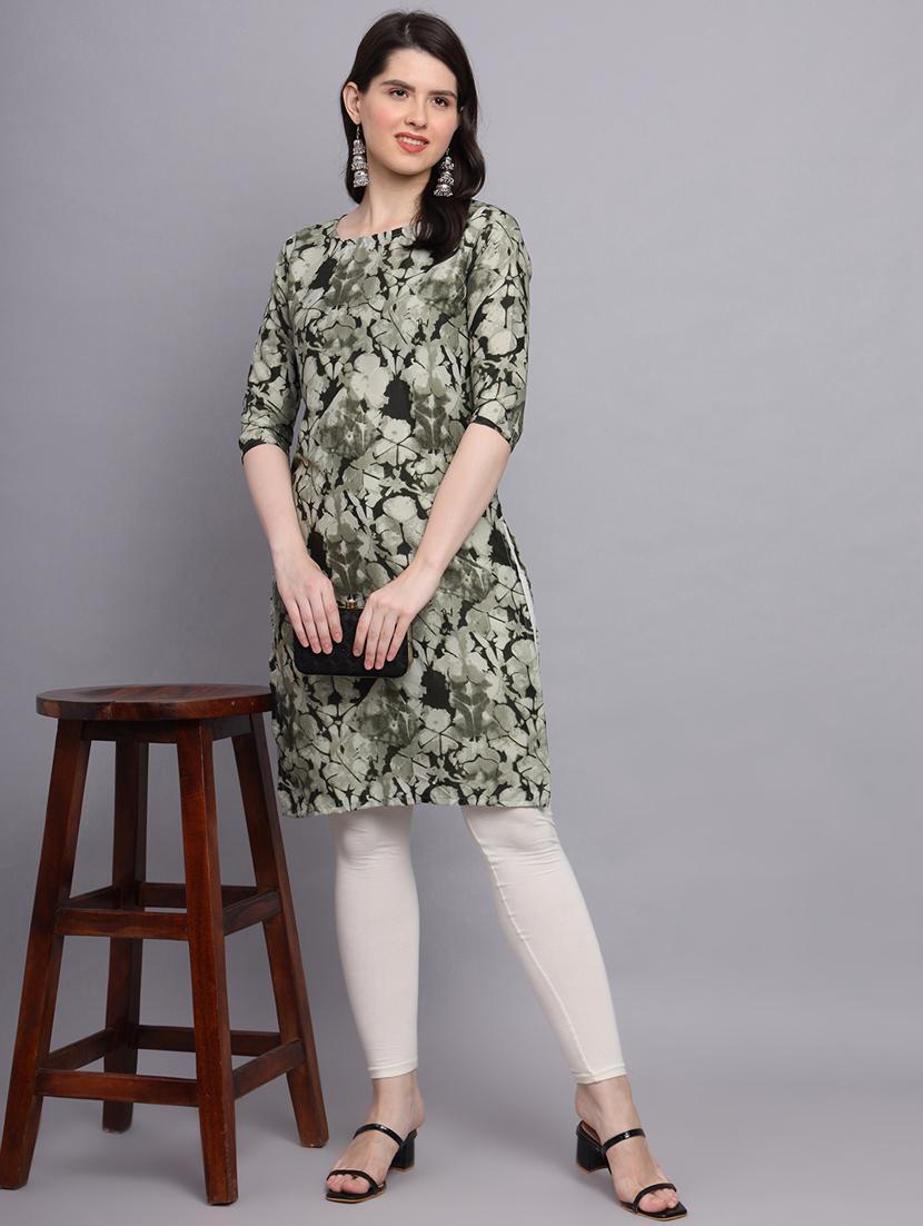 round neck printed straight kurti - 20189274 - Standard Image - 4