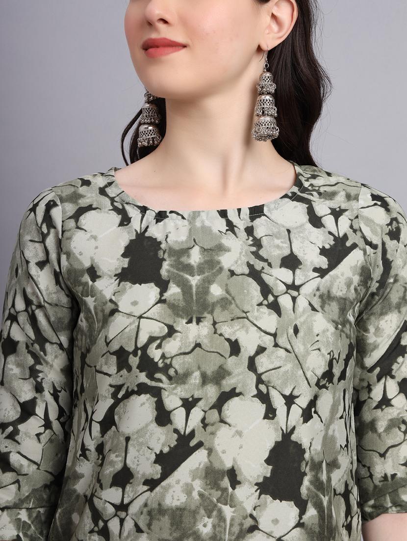 round neck printed straight kurti - 20189274 - Standard Image - 6