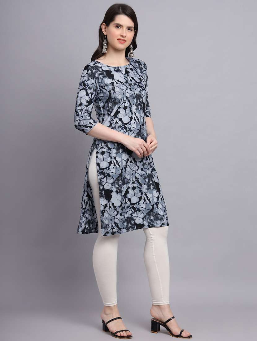 round neck printed straight kurti - 20189275 -  Standard Image - 1