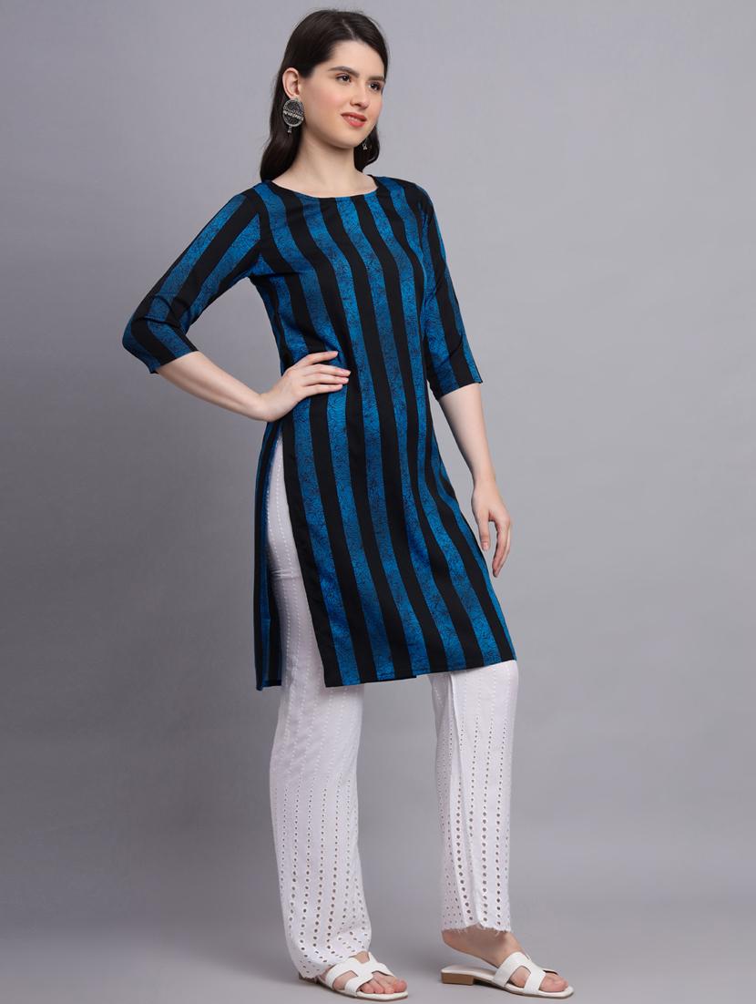 stripes printed straight kurti  - 20189284 -  Standard Image - 1