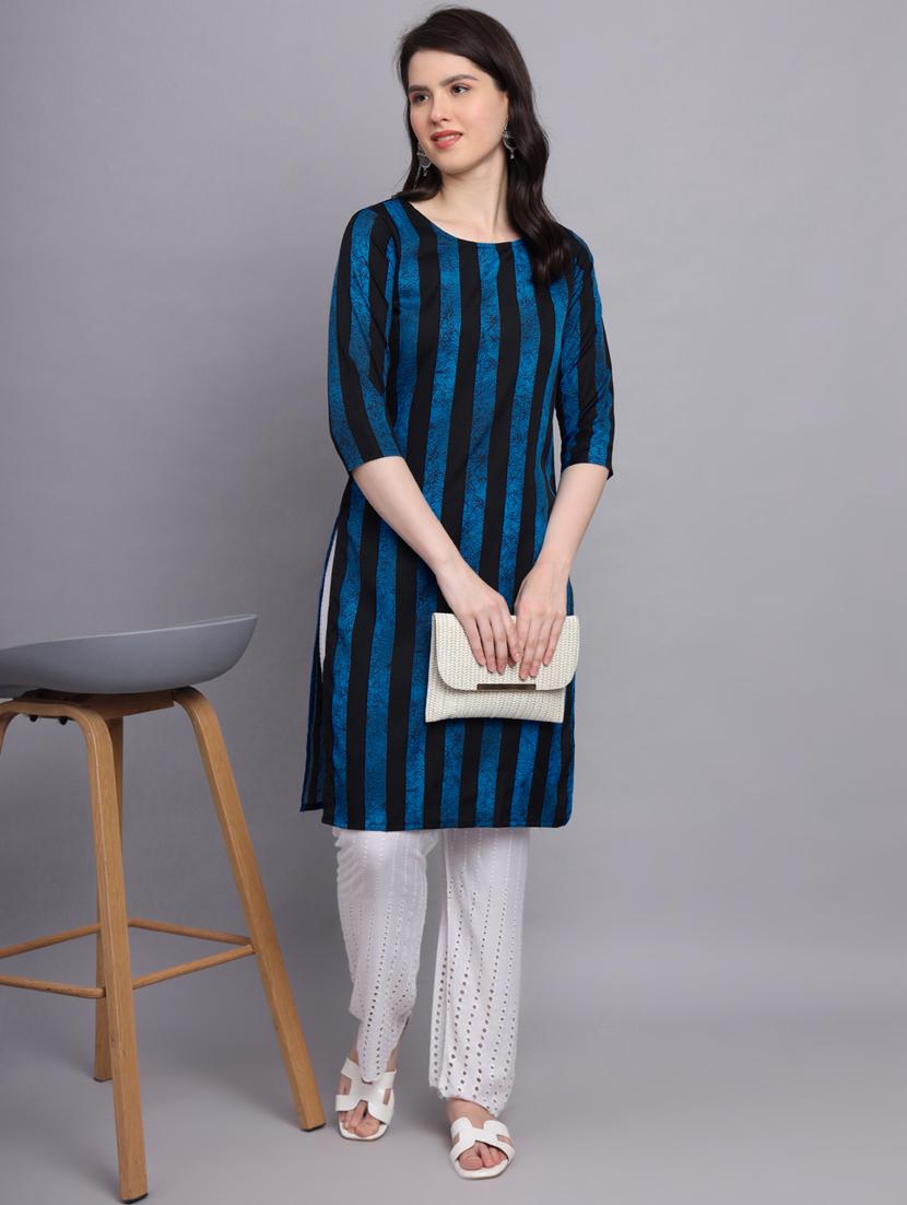stripes printed straight kurti - 20189284 - Standard Image - 4