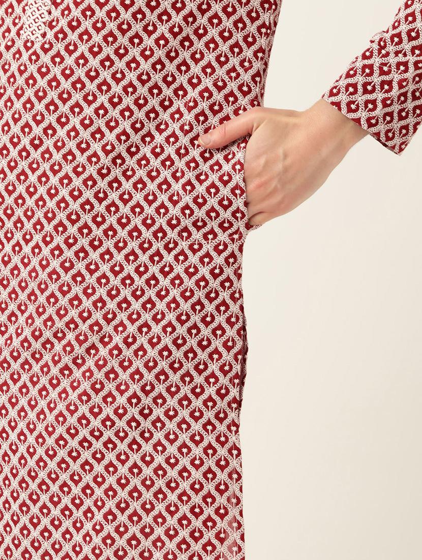 men's embroidered cotton kurta - 20189297 - Standard Image - 4