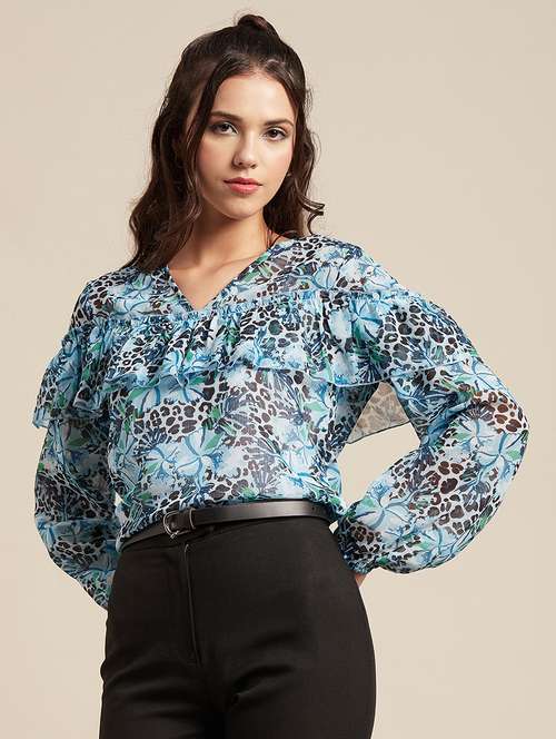 women's blouson v neck top - 20189300 -  Standard Image - 0