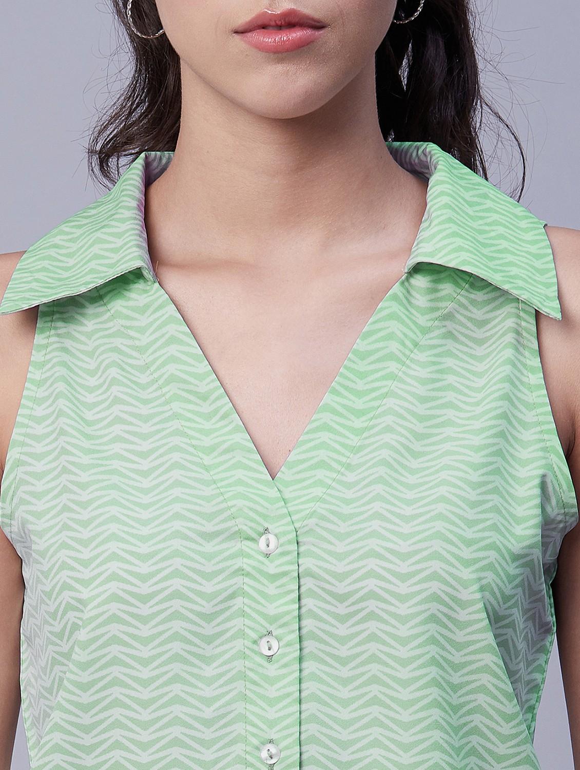 women's printed collare crop top - 20189306 - Standard Image - 4