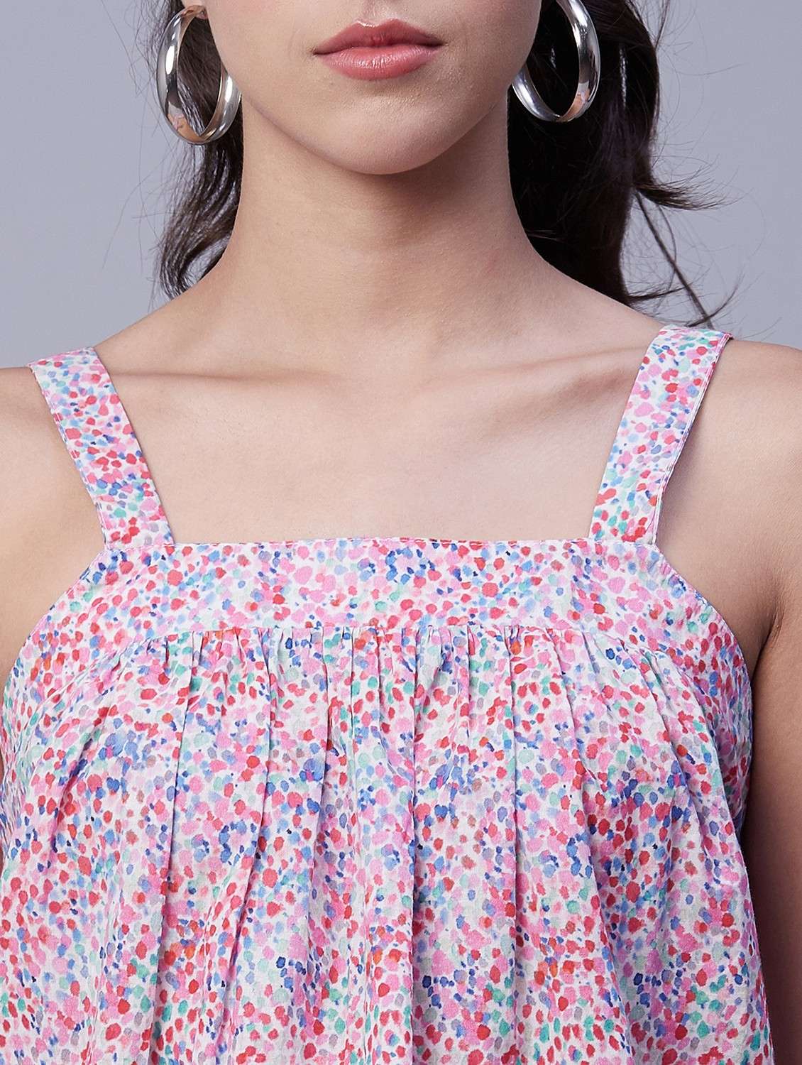 women printed shoulder strap tiered top - 20189311 -  Standard Image - 4