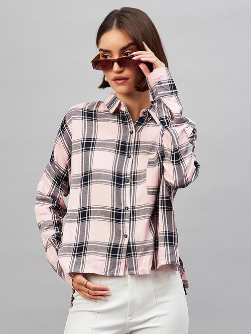 shirt collar checkered oversized shirt - 20189327 -  Standard Image - 0