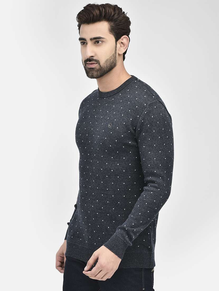 navy blue round neck pullovers - 20189640 -  Standard Image - 1