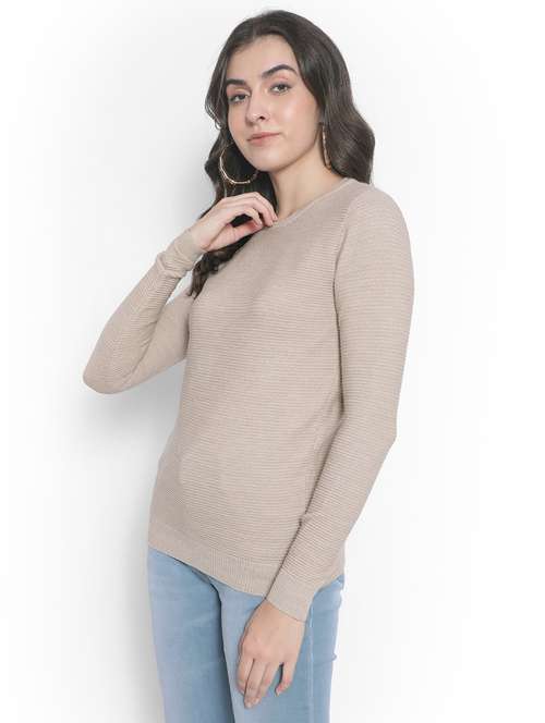 round neck solid regular pullover - 20189857 - Standard Image - 0