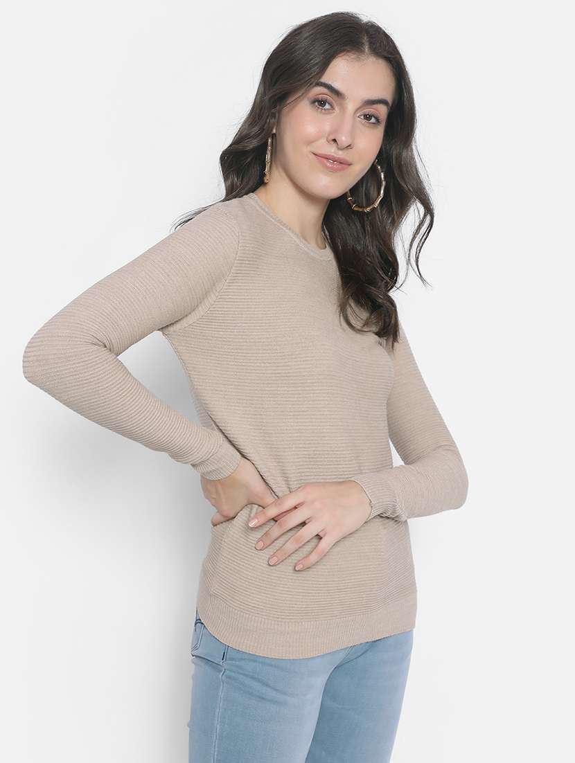 round neck solid regular pullover - 20189857 - Standard Image - 1