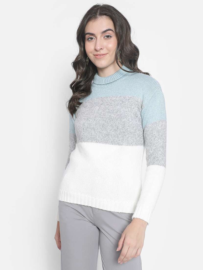 turtle neck color blocked pullover