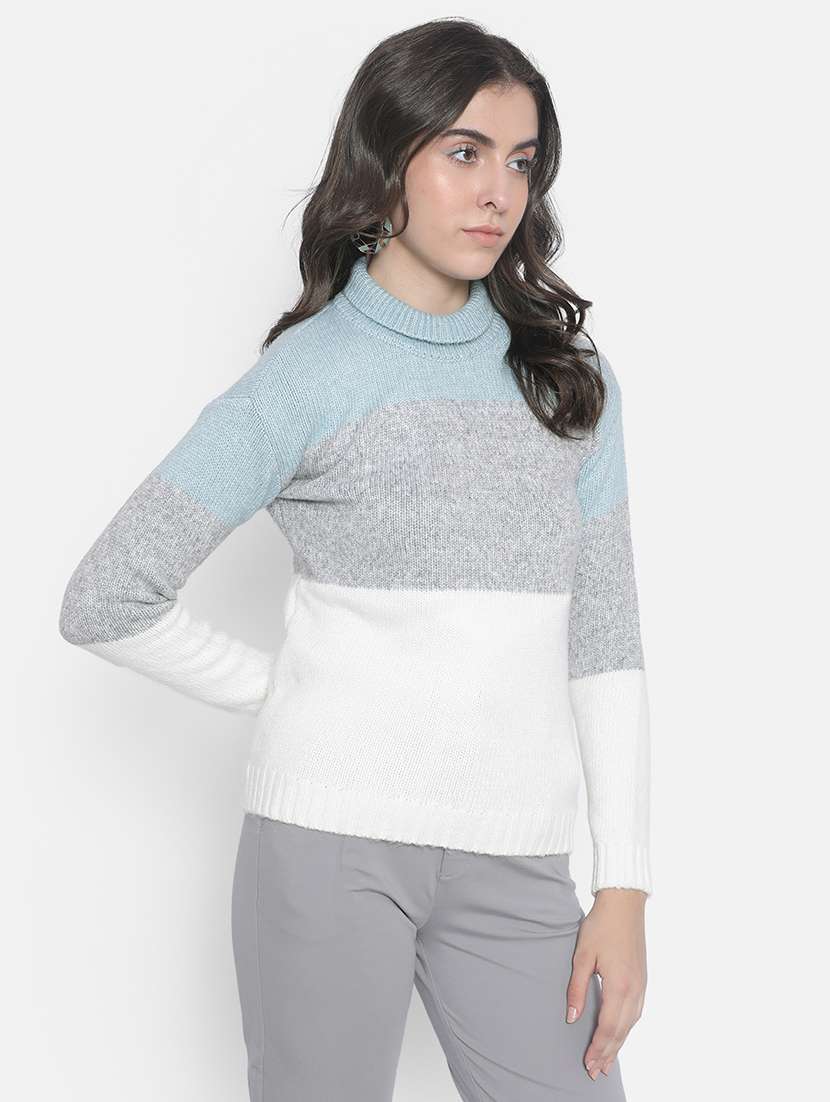 turtle neck color blocked pullover - 20189859 -  Standard Image - 1