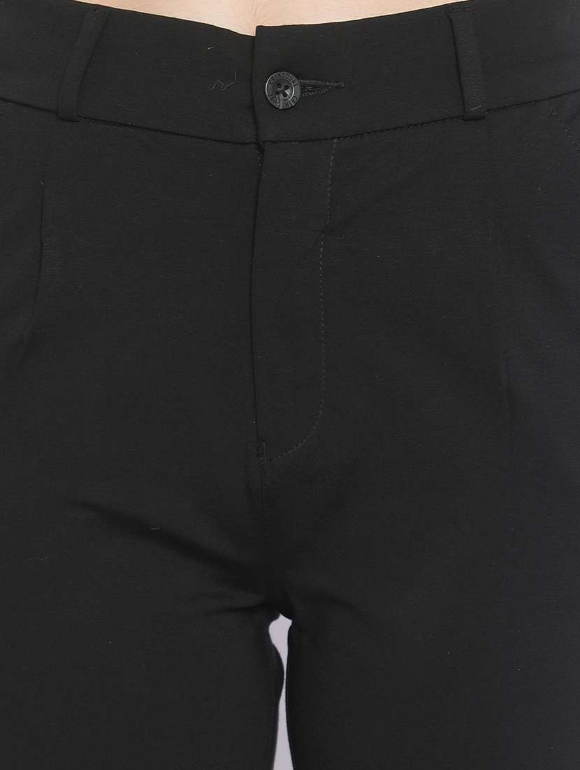 black solid mid rise cigarette pants - 20189875 -  Standard Image - 4