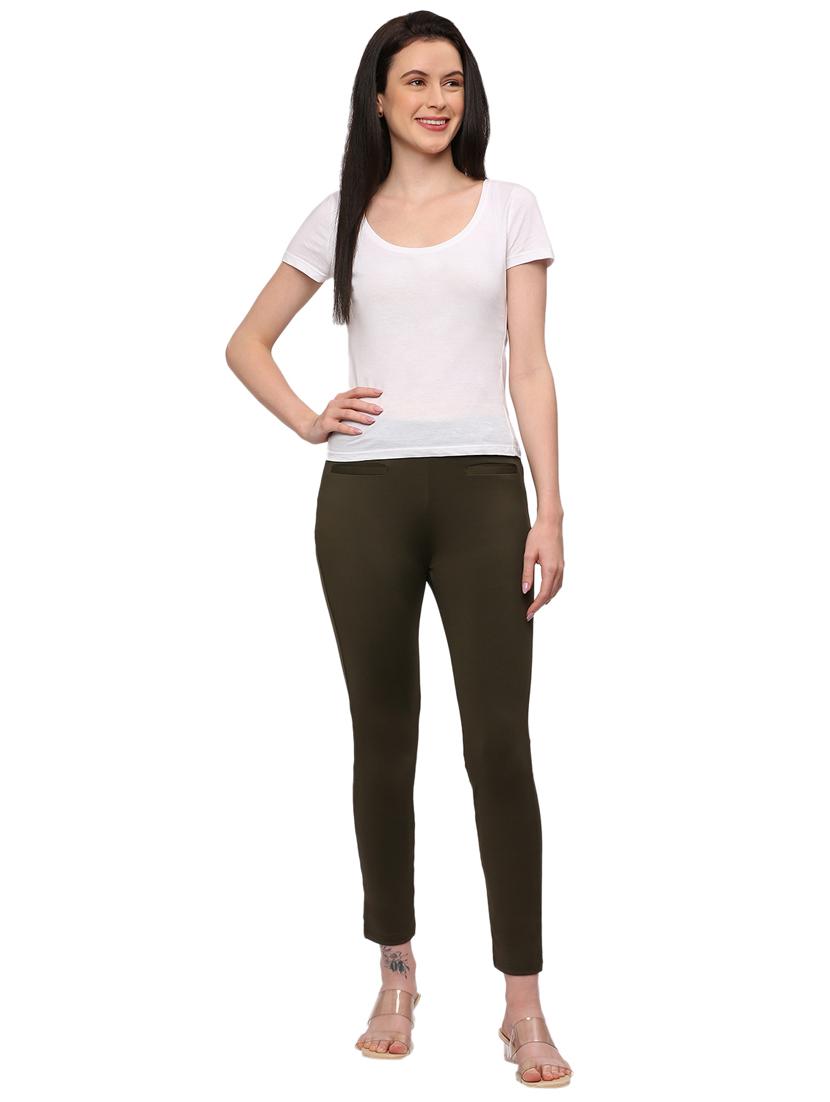 green cotton high rise jegging - 20190912 -  Standard Image - 4
