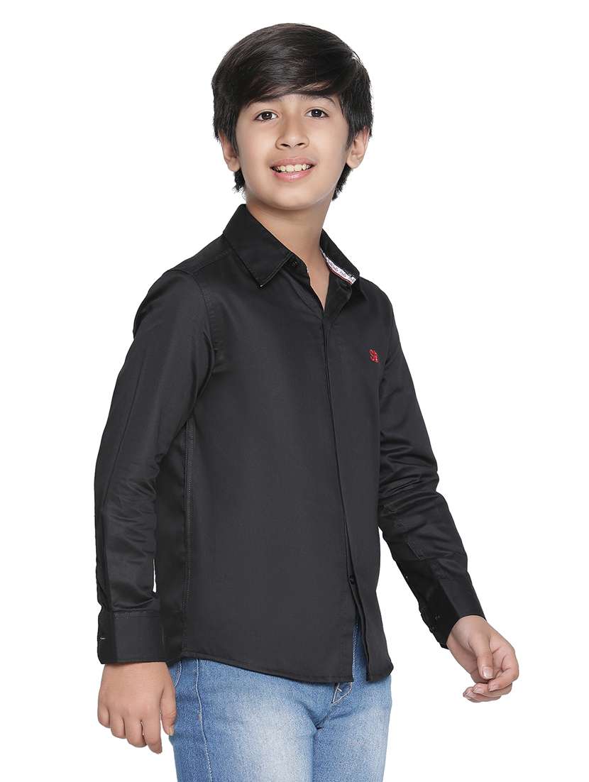 boys black solids shirts - 20190913 -  Standard Image - 1