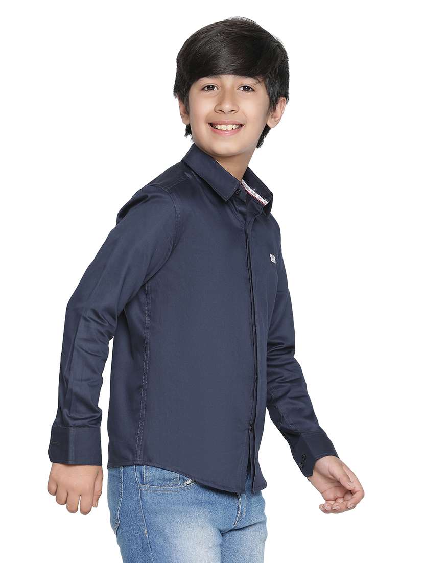 boys blue solids shirts - 20190914 -  Standard Image - 1