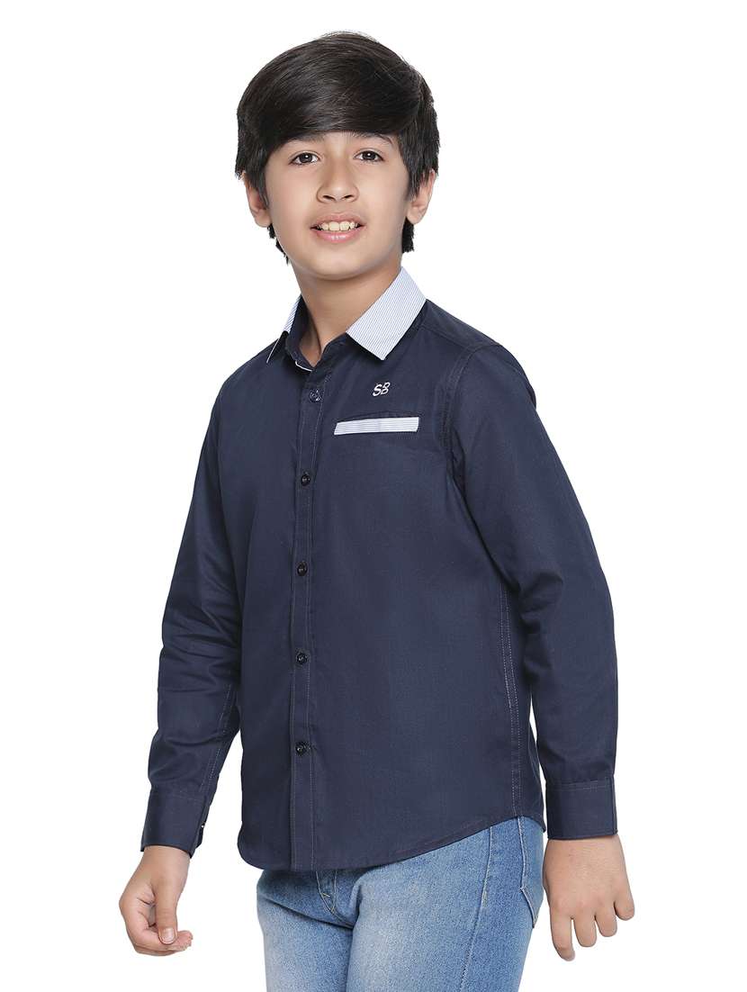 boys blue solids shirts - 20190921 -  Standard Image - 1