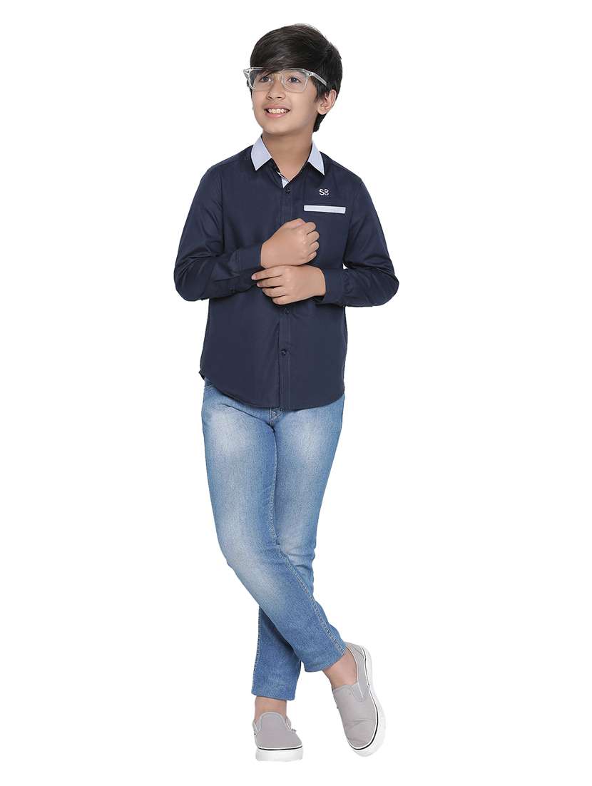 boys blue solids shirts - 20190921 -  Standard Image - 4