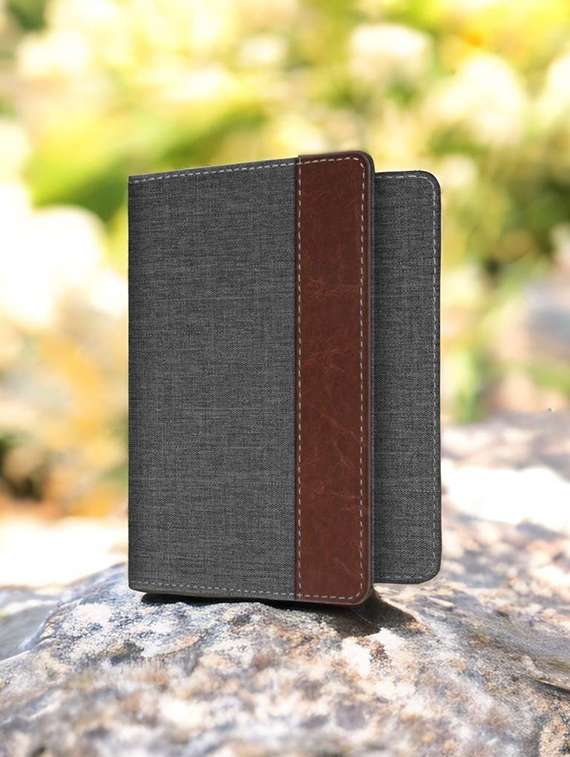 grey leatherette card holder