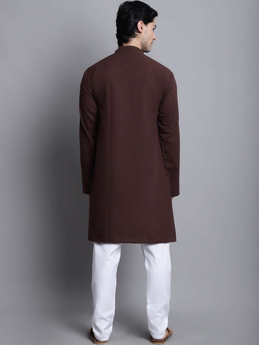 brown solid long kurta - 20192887 -  Standard Image - 4