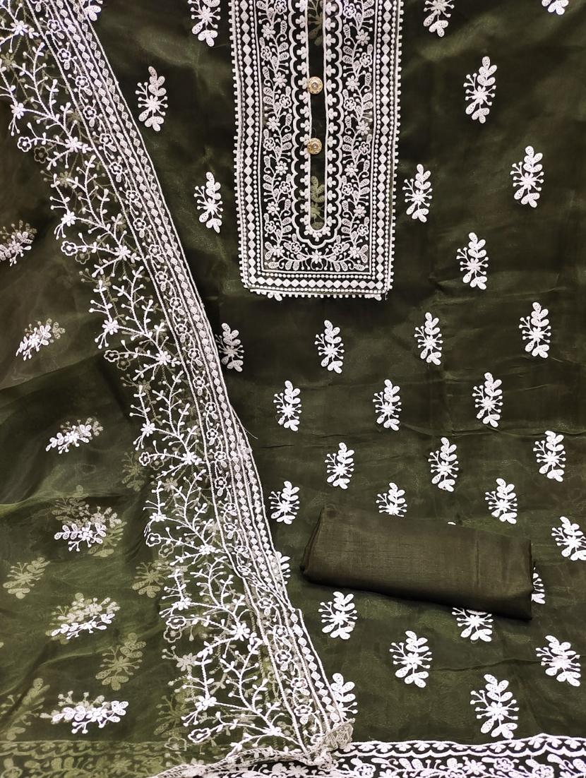 embroidered unstitched suit set - 20193474 - Standard Image - 1