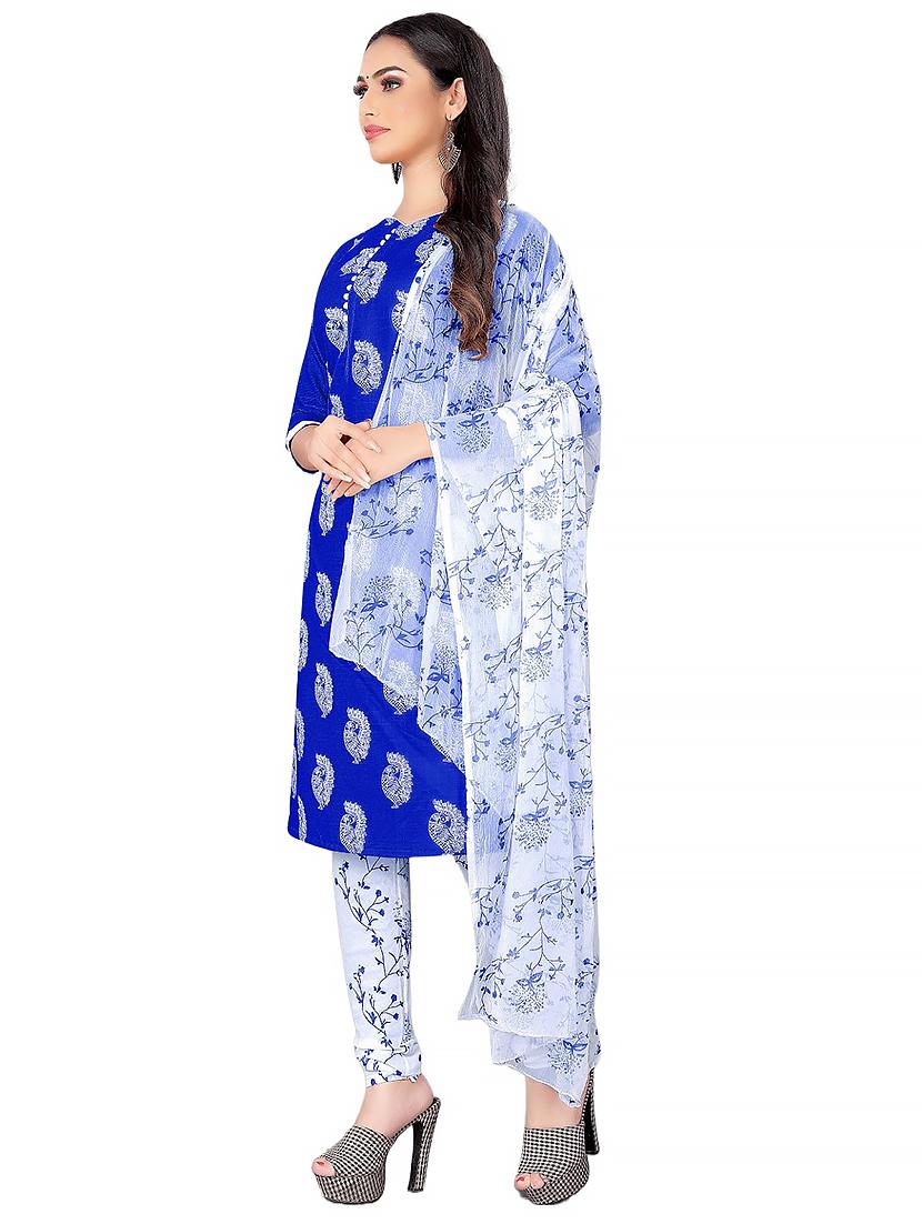 printed unstitched churidaar suit set - 20193859 -  Standard Image - 1