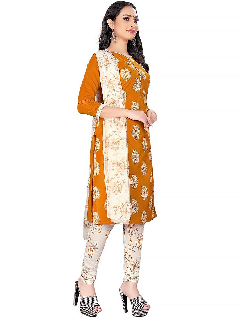 printed unstitched churidaar suit set - 20193862 -  Standard Image - 1