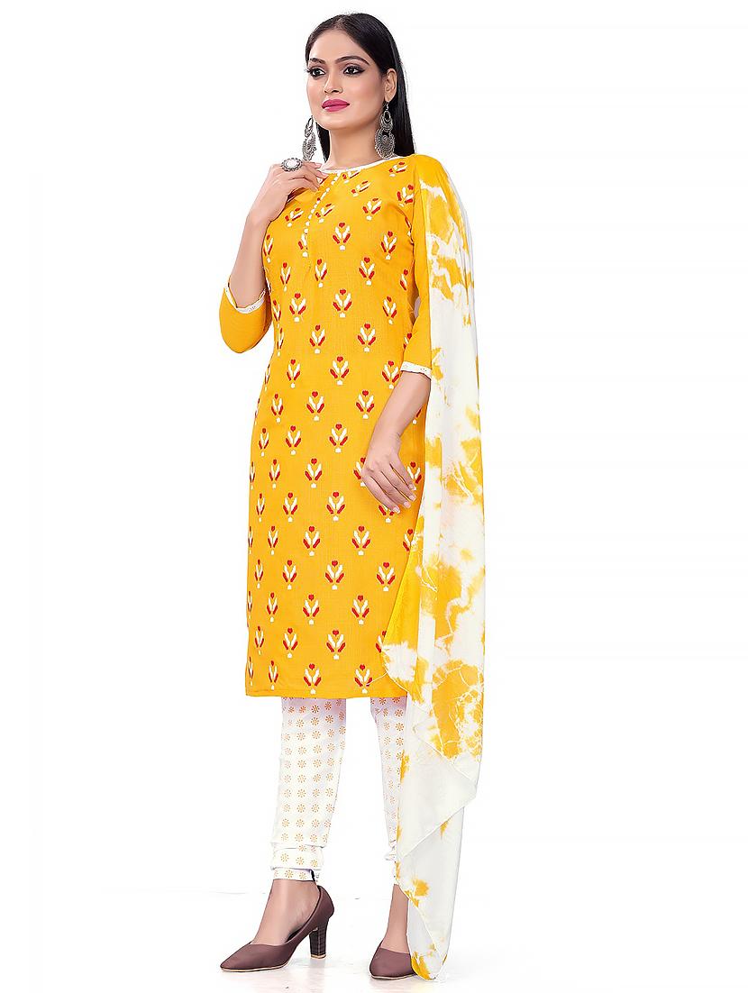 printed unstitched churidaar suit set - 20193957 - Standard Image - 1