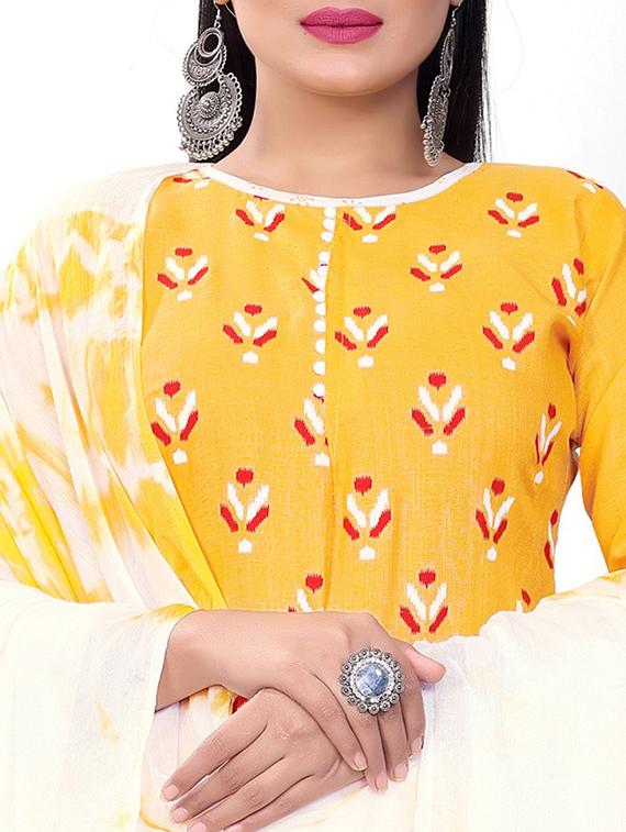 printed unstitched churidaar suit set - 20193957 - Standard Image - 4