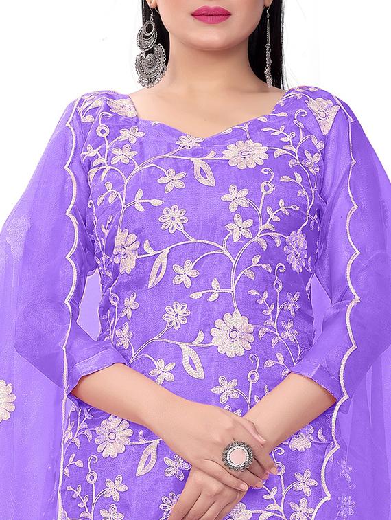 embroidered unstitched churidaar suit set - 20193959 - Standard Image - 4