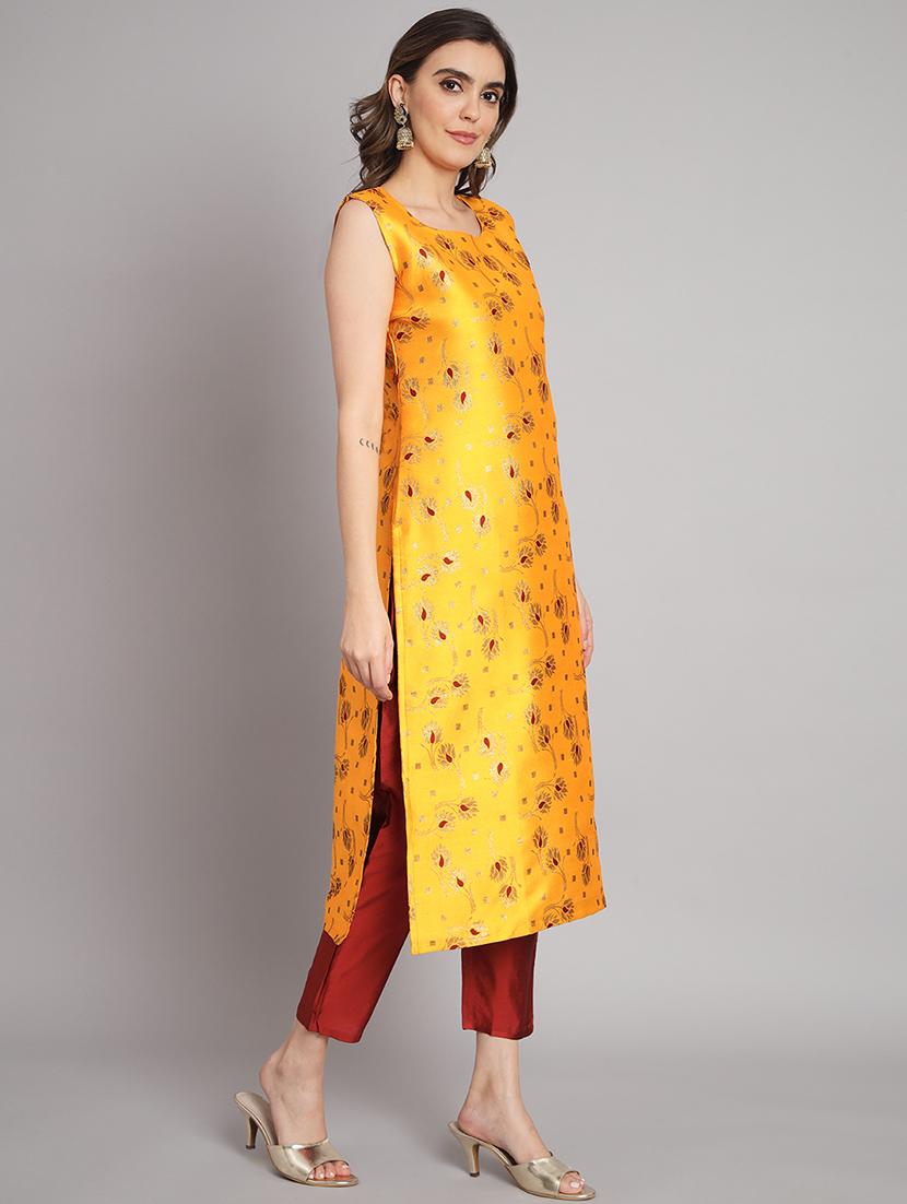 yellow kurta pant set with dupatta - 20194155 - Standard Image - 1