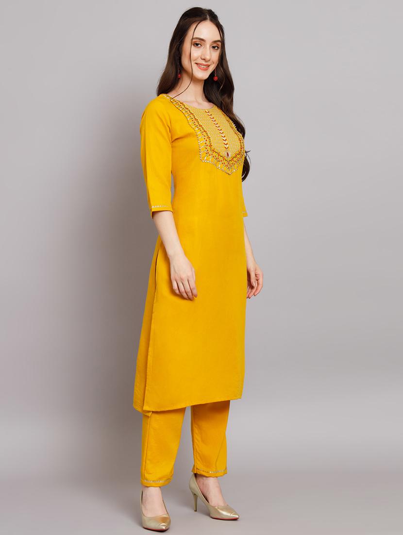 yellow kurta pant set with dupatta - 20194163 -  Standard Image - 1