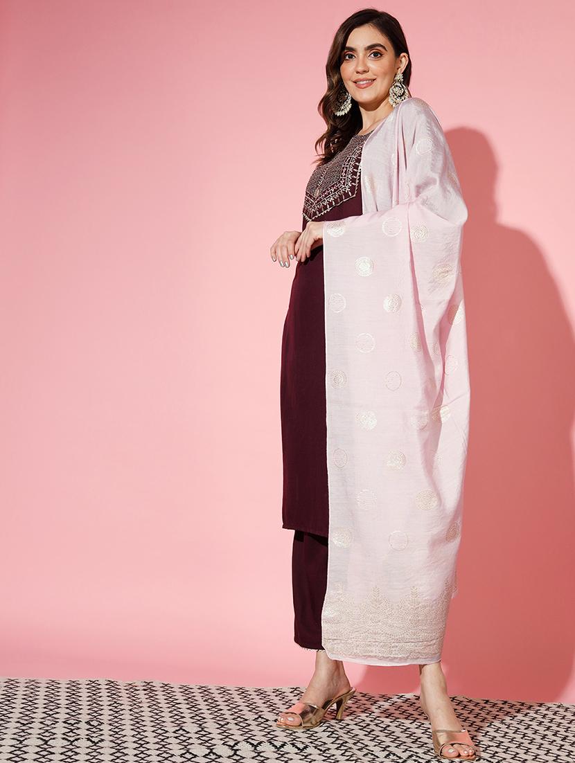 purple kurta pant set with dupatta - 20194168 -  Standard Image - 1
