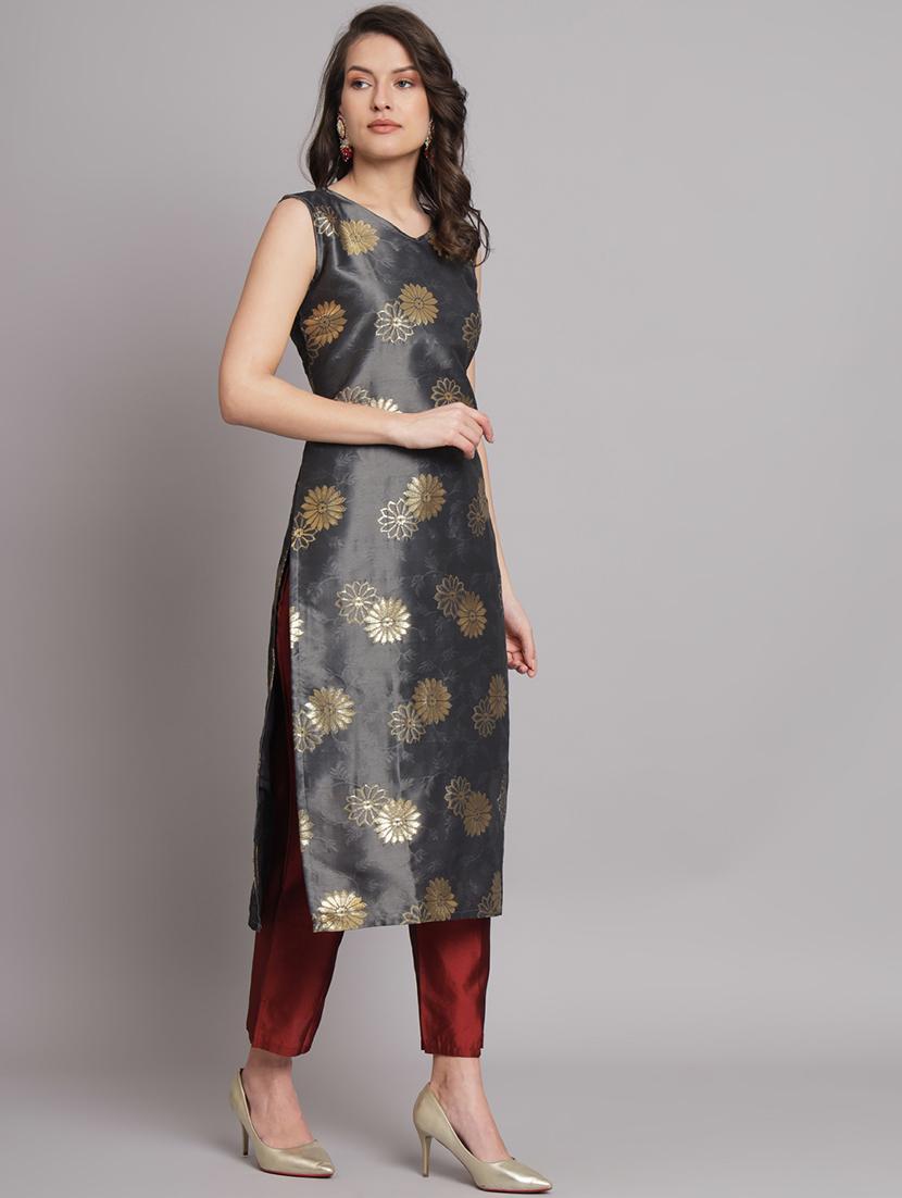 grey kurta pant set with dupatta - 20194182 -  Standard Image - 1