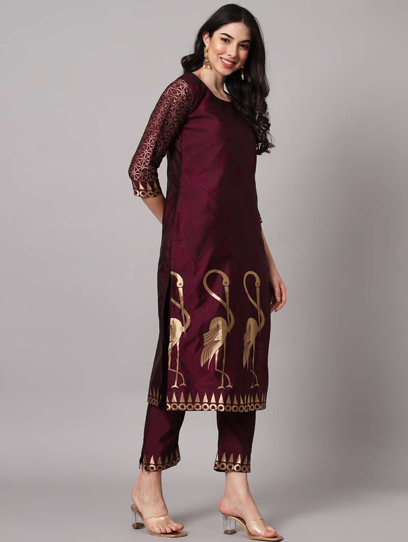 women three quarter sleeve kurta pant with dupatta set - 20194192 - Standard Image - 1