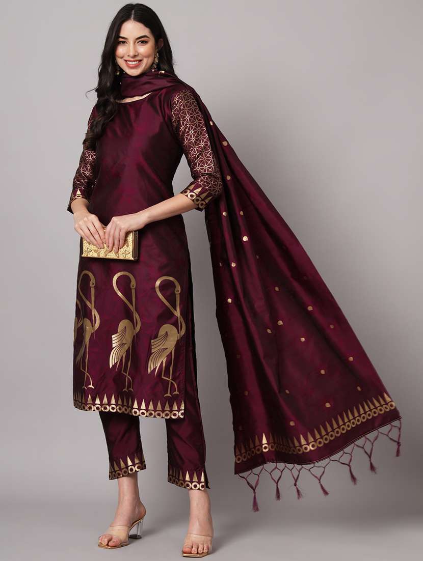 women three quarter sleeve kurta pant with dupatta set - 20194192 - Standard Image - 4