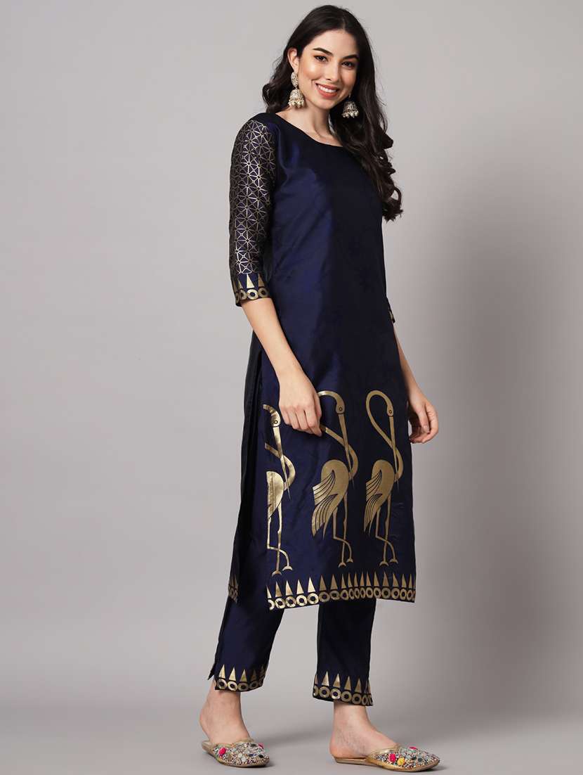 women three quarter sleeve kurta pant with dupatta set - 20194195 -  Standard Image - 1