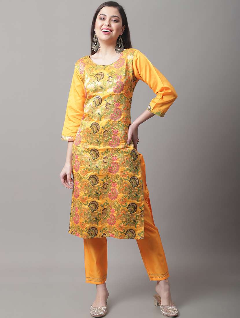 yellow kurta pant set with dupatta - 20194210 -  Standard Image - 1