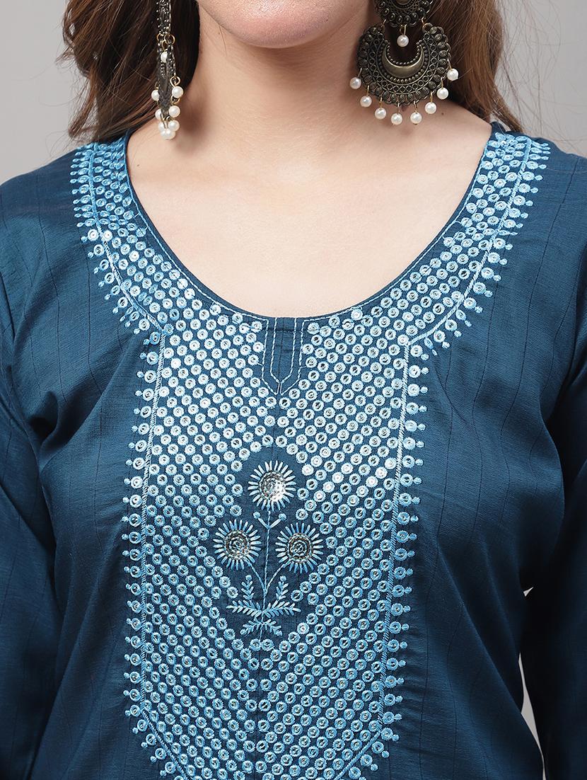 blue kurta pant set with dupatta - 20194213 - Standard Image - 4