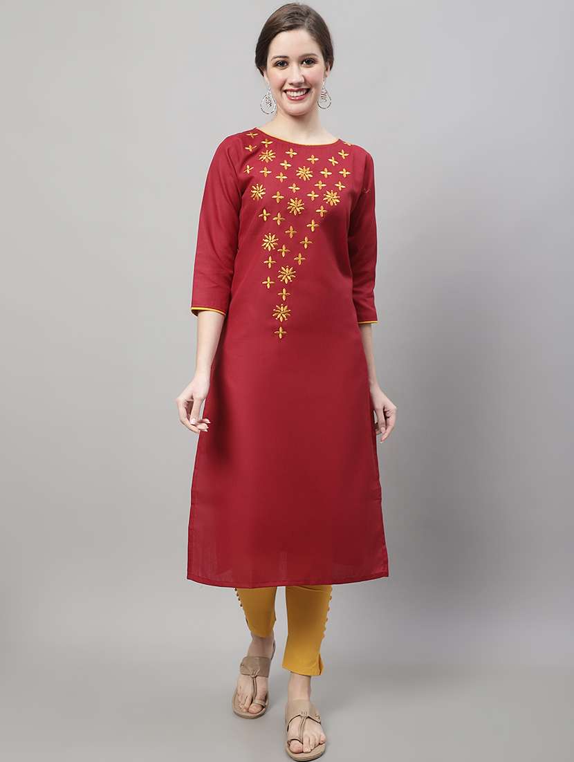 red cotton silk kurta dupatta  set - 20194215 -  Standard Image - 4